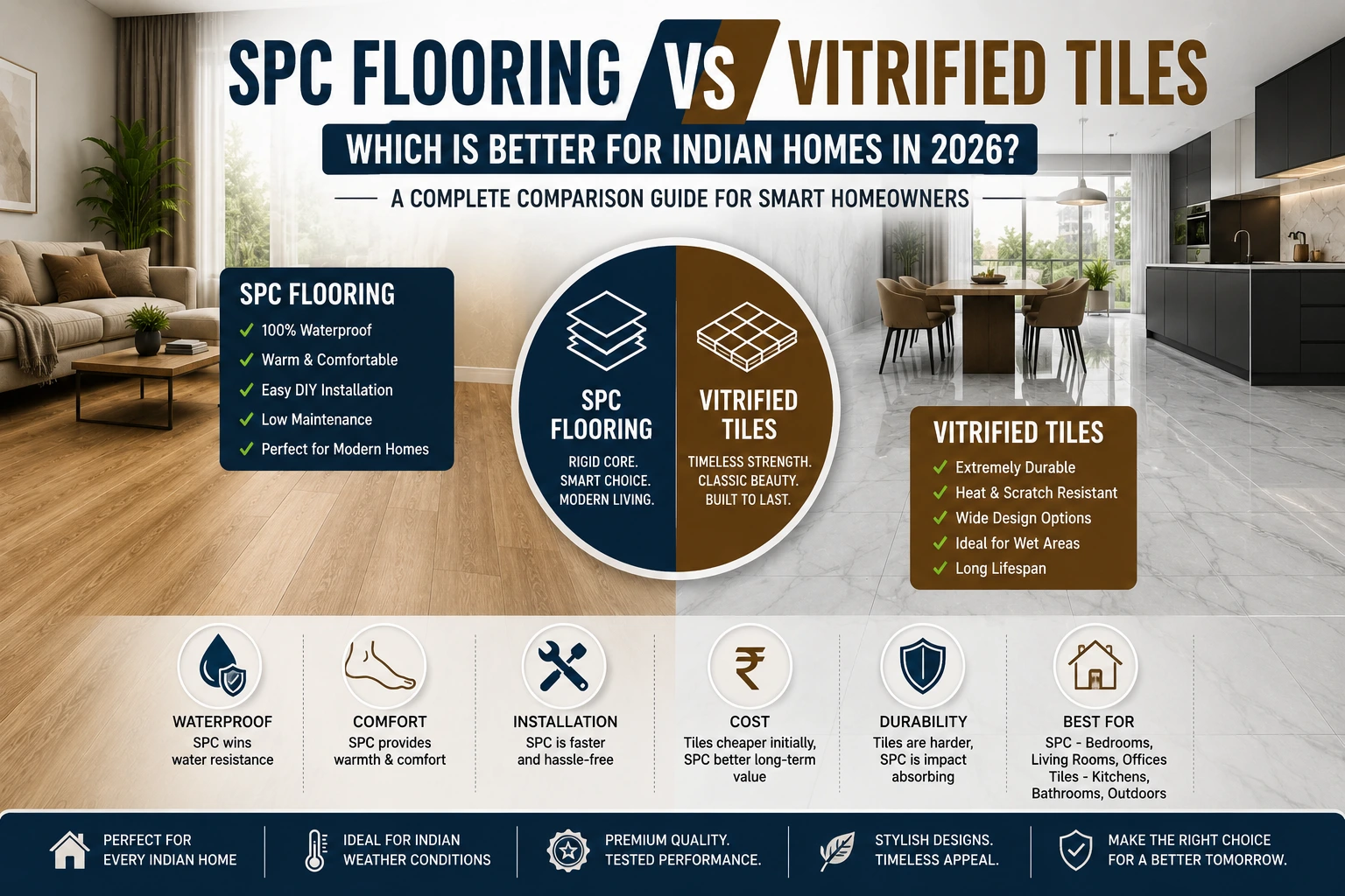  SPC Flooring vs Vitrified Tiles: Which Is Best for Indian Homes in 2026?